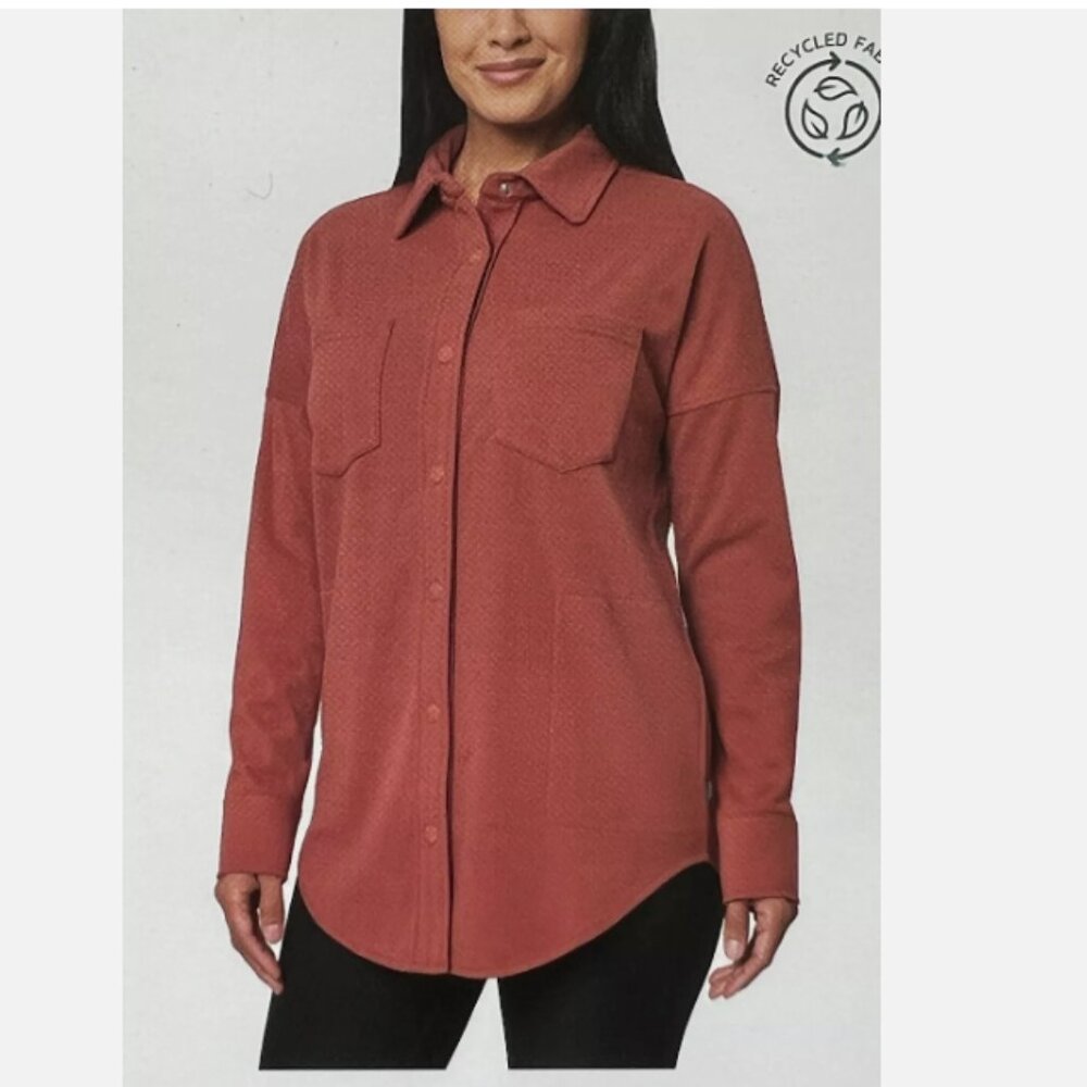 Mondetta Ladies' Cozy Warm Fleece Button Up Shirt Jacket
